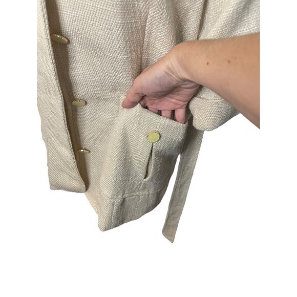 NWT Anthropologie Bishop + Young belted Ivory tweed jacket - Medium - Picture 5 of 11